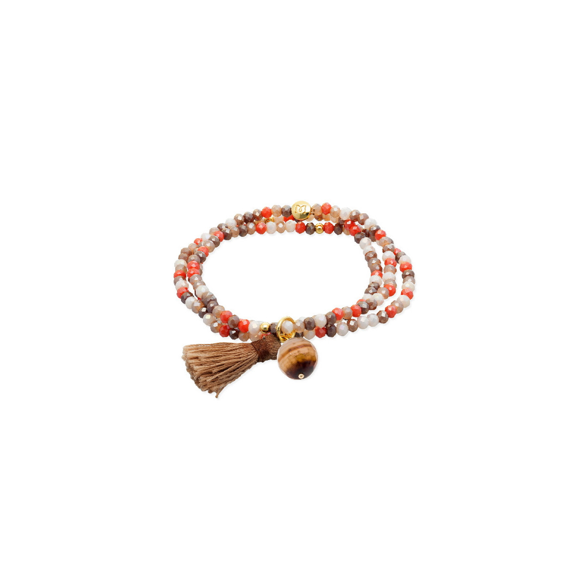 Pulsera Zen Pompón Marrón Bola Facetada  MARINA GARCIA