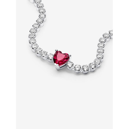 Pulsera Tenis Corazón Brillante Rojo - 590041C02