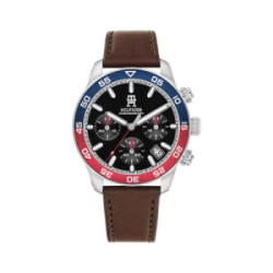 Reloj Crono Bisel Bicolor Correa Piel TOMMY HILFIGER