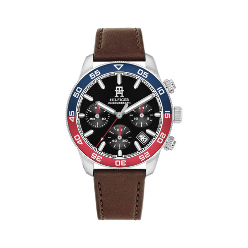 Reloj Crono Bisel Bicolor Correa Piel TOMMY HILFIGER