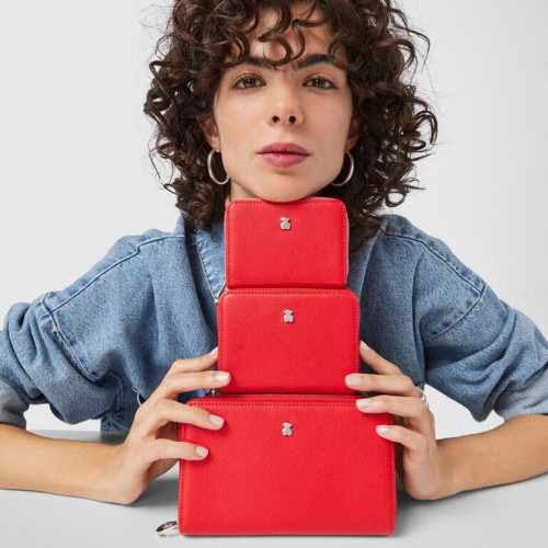 Billetera mediana roja TOUS New Dubai Saffiano