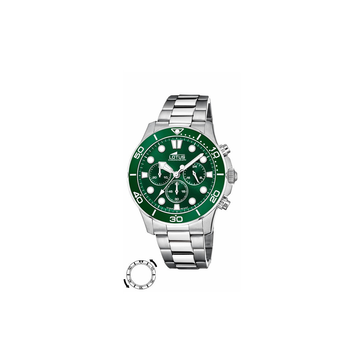 Reloj cronógrafo verde LOTUS
