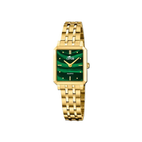Set de reloj y pulsera mujer dorado cuadrado verde LOTUS