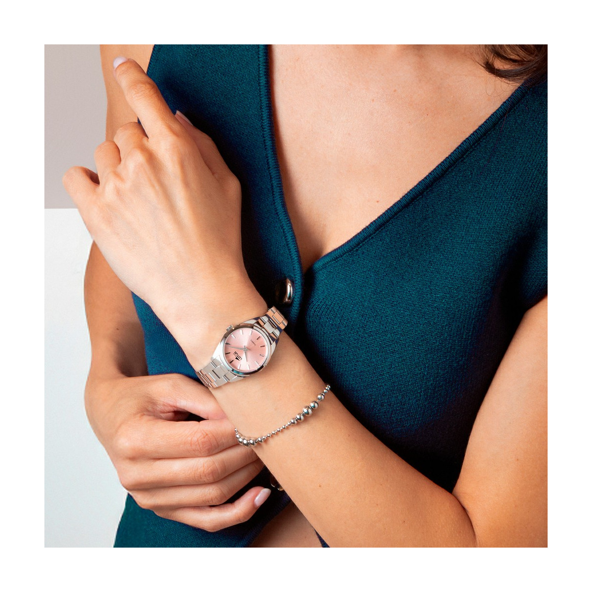 Set reloj y pulsera esfera rosa mujer LOTUS