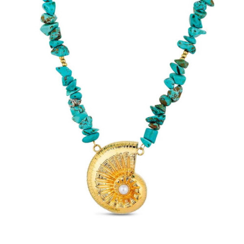 Collar Turquesa Caracola Perla Natural ROCÍO MARTÍN