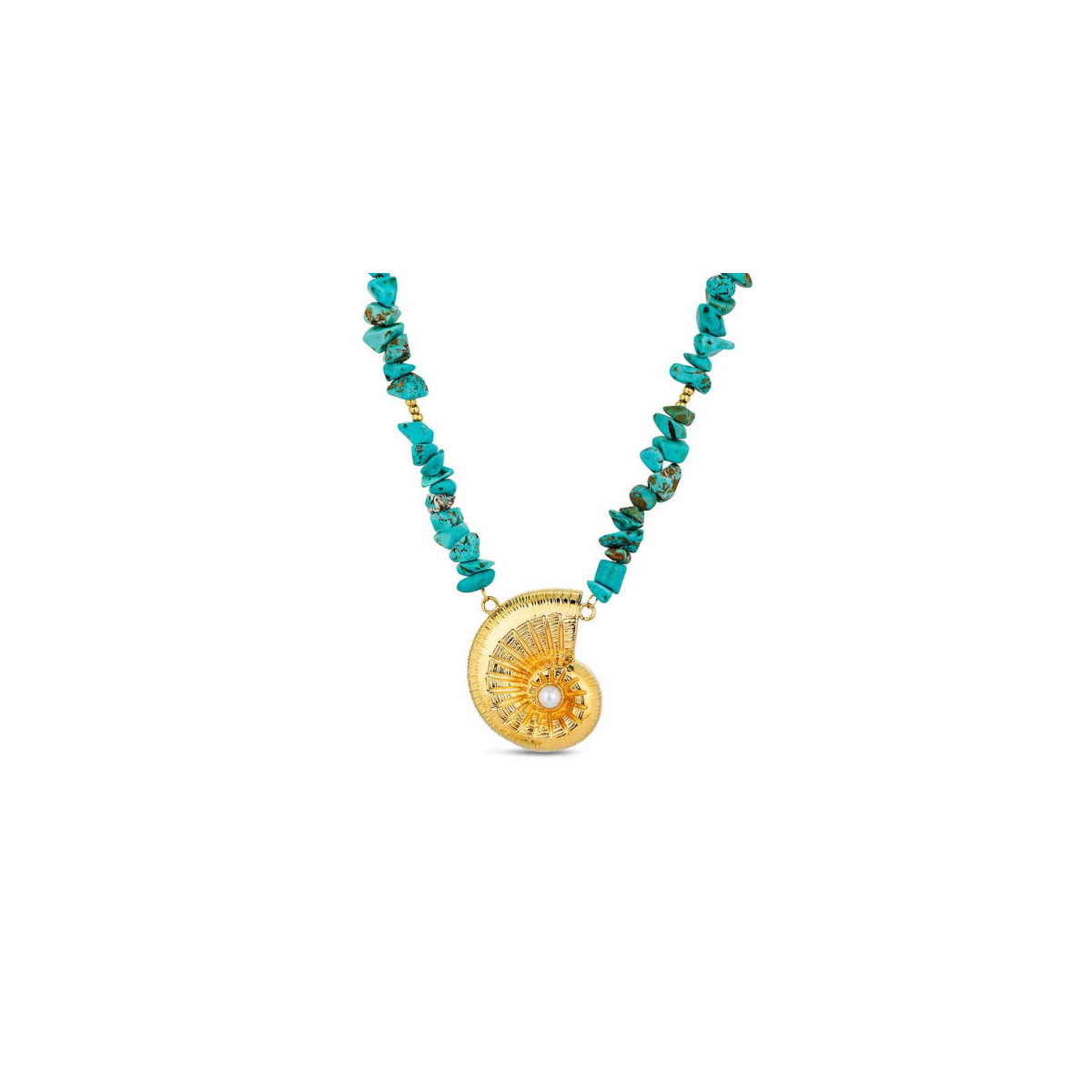 Collar Turquesa Caracola Perla Natural ROCÍO MARTÍN