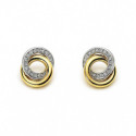 Pendientes nudo bicolor con circonitas 18K