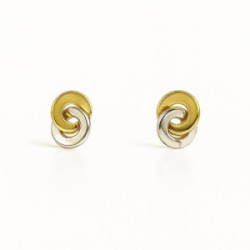 Pendientes nudo en oro blanco y amarillo de 18K