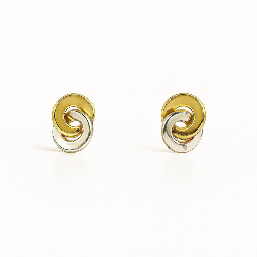 Pendientes nudo en oro blanco y amarillo de 18K