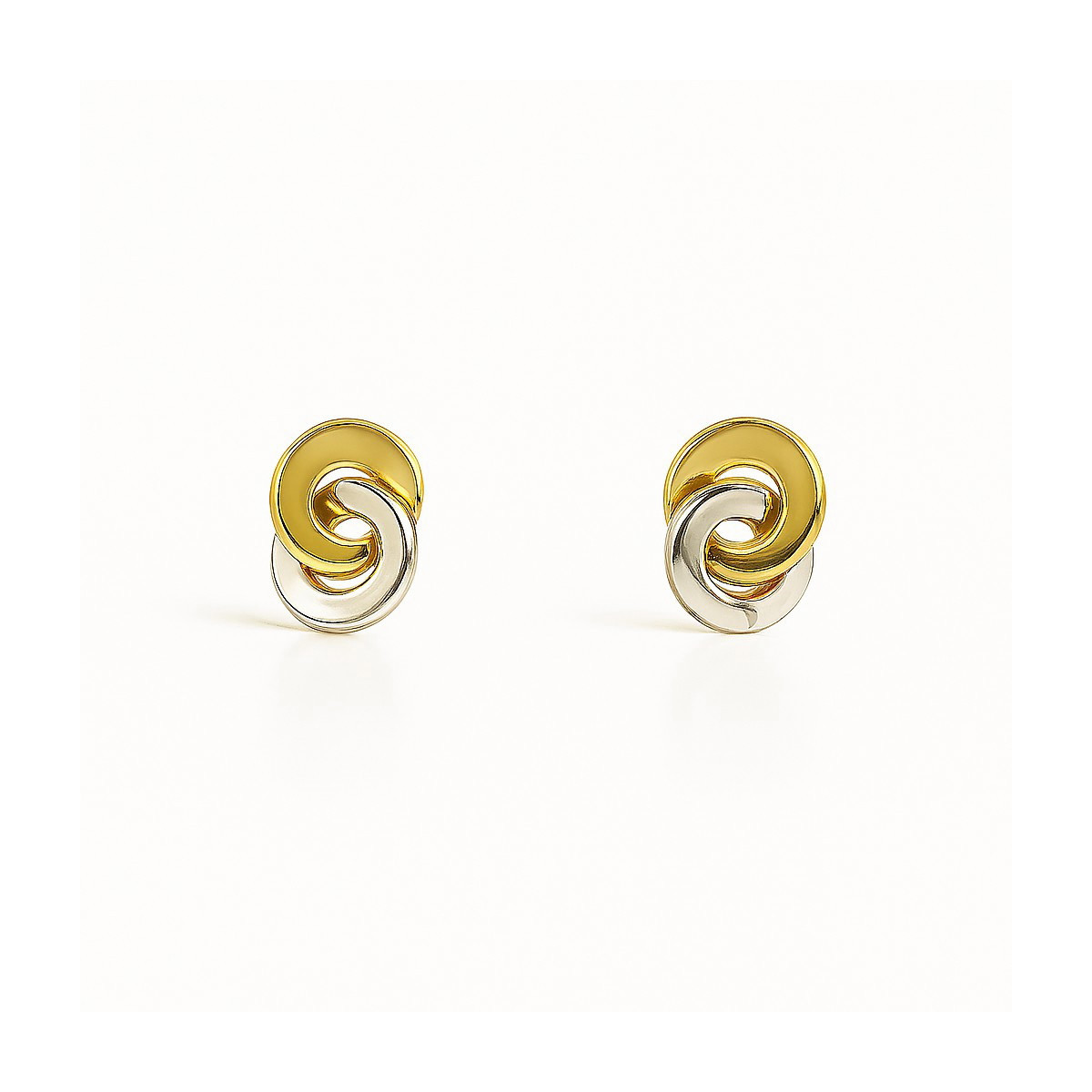Pendientes nudo en oro blanco y amarillo de 18K