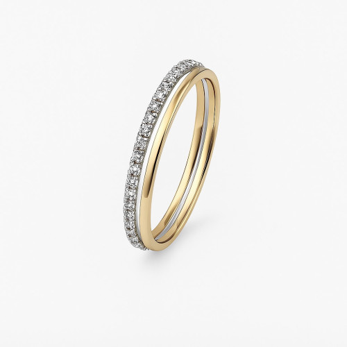 Anillo fino doble en oro blanco y amarillo de 9K - 40006A012-96