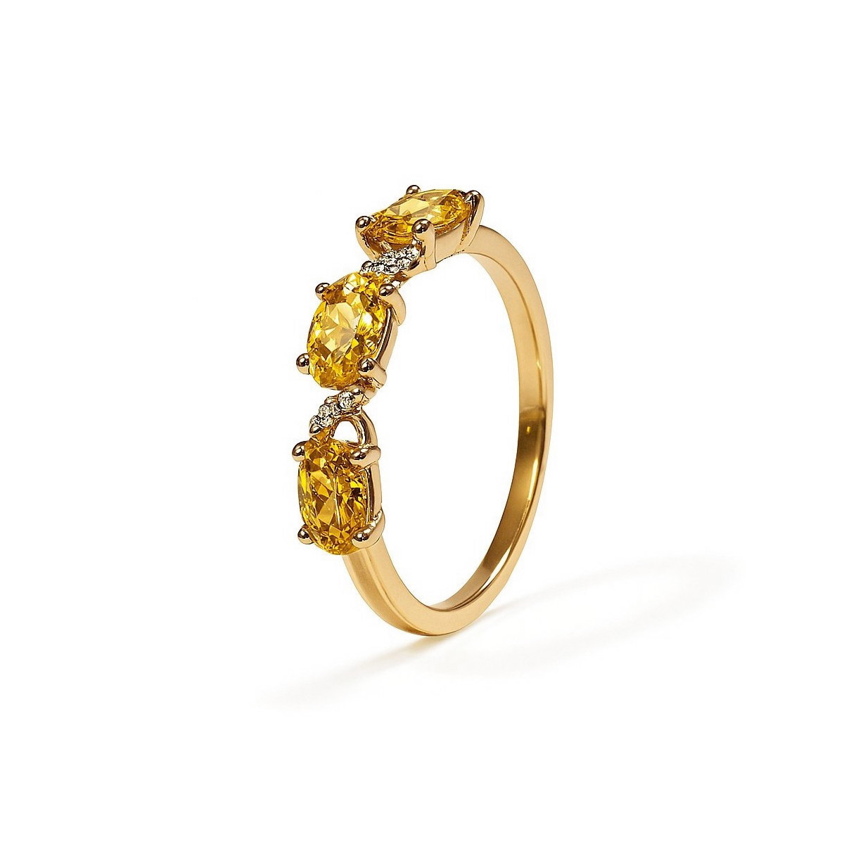 Anillo de oro 9K con circonitas amarillas