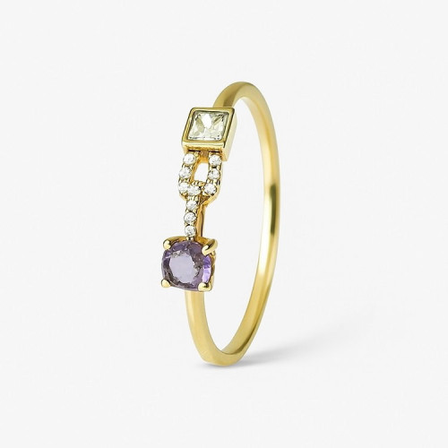 Anillo de oro 9K con amatista y topacio - RG4221AMTB