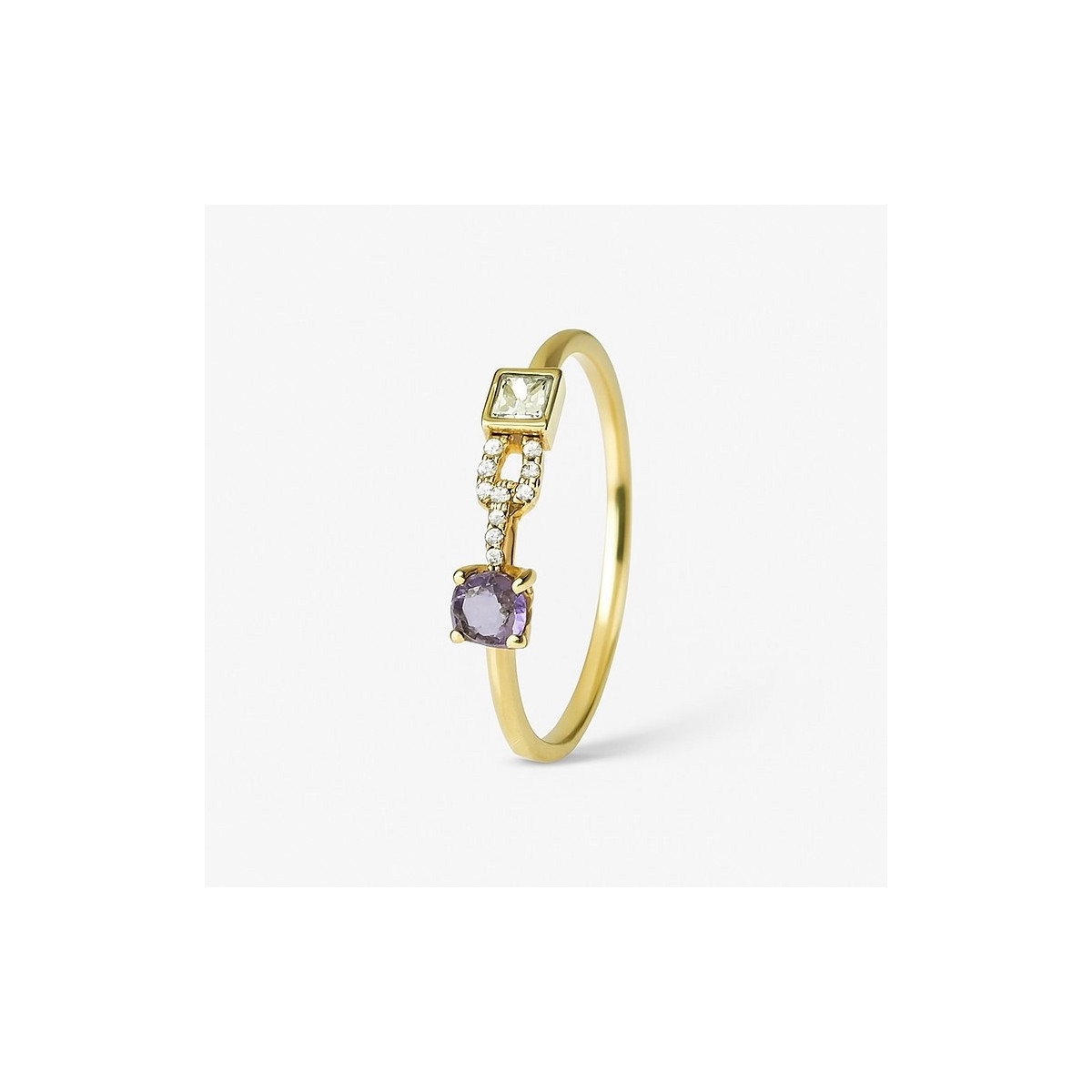 Anillo de oro 9K con amatista y topacio - RG4221AMTB