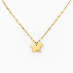 Collar de oro 9K con colgante mariposa y diamante