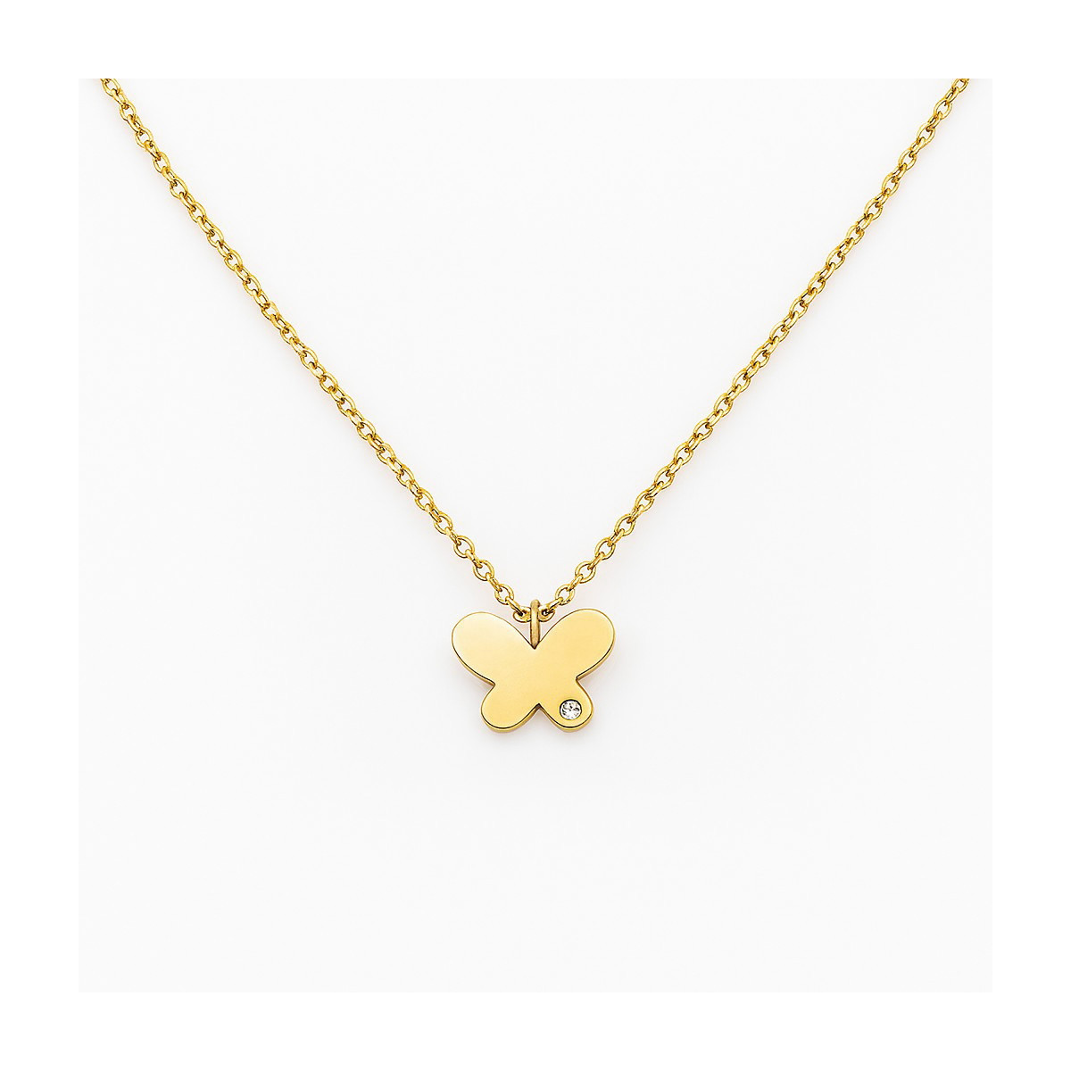 Collar de oro 9K con colgante mariposa y diamante