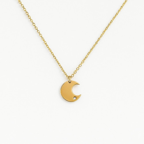 Collar de oro 9K con colgante de luna y diamante