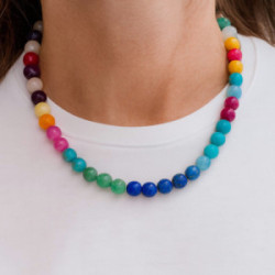 Collar multicolor de cristales facetados