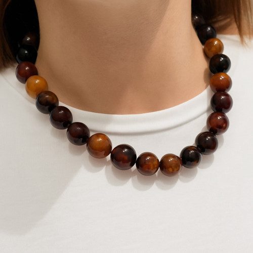 Collar de ágatas naturales en tonos caramelo