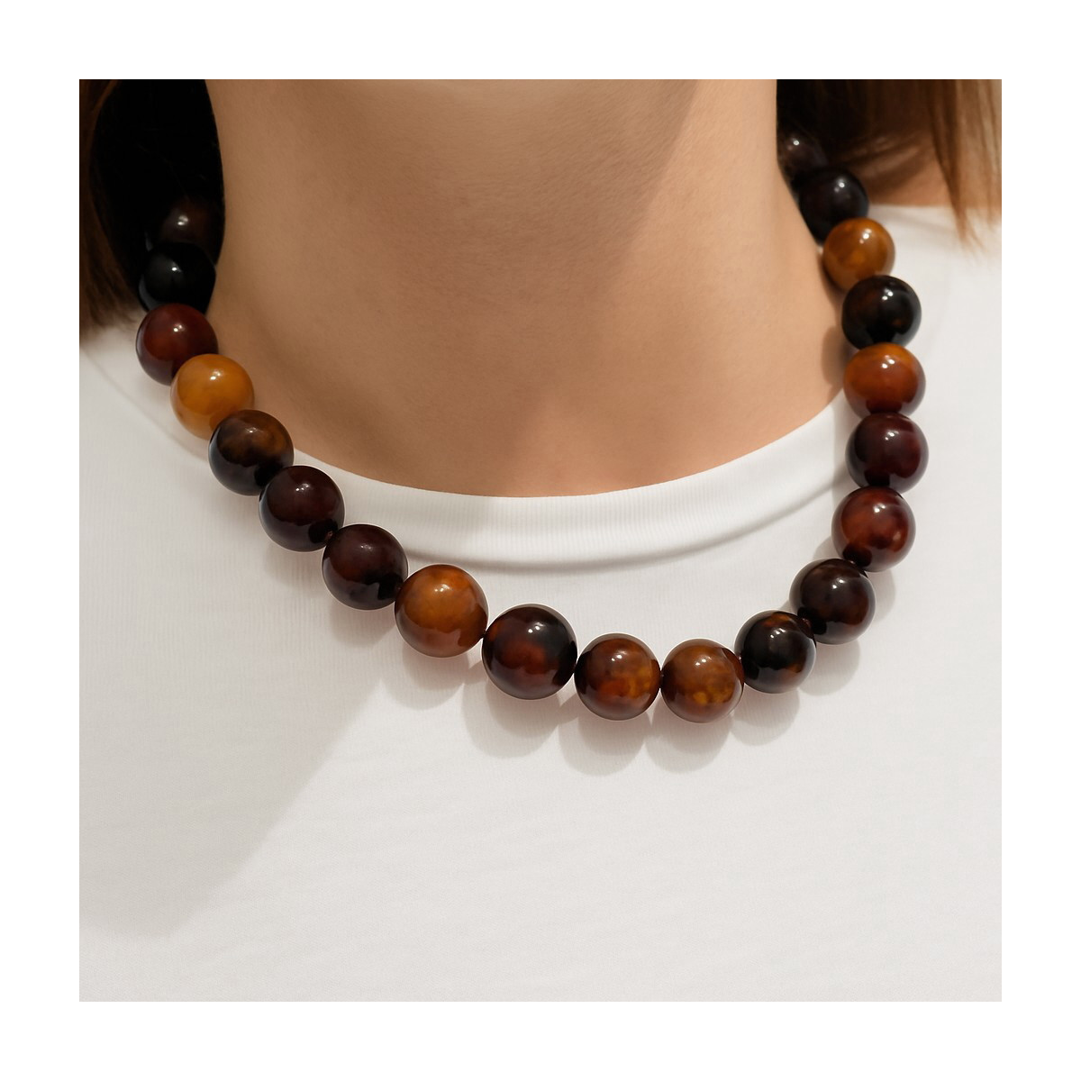 Collar de ágatas naturales en tonos caramelo