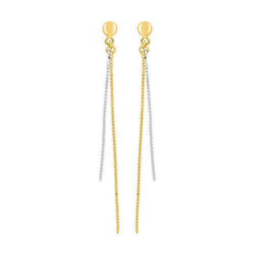 Pendientes de Cadena Bicolor en Oro 9K
