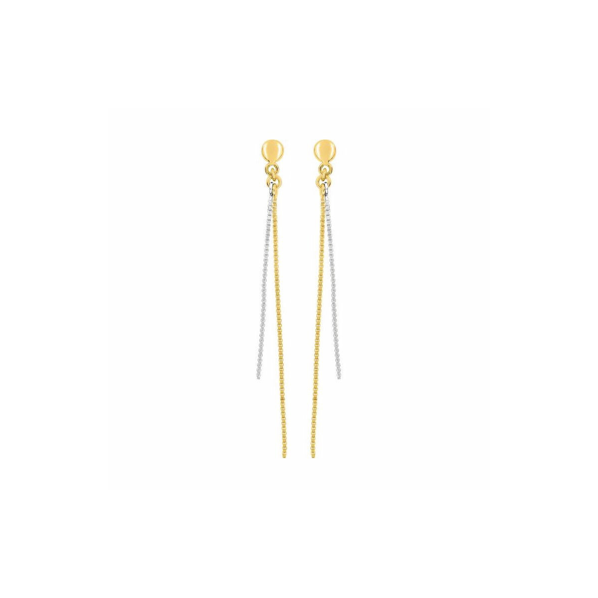 Pendientes de Cadena Bicolor en Oro 9K