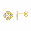 Pendientes Destello Floral en Oro 9K con Circonitas