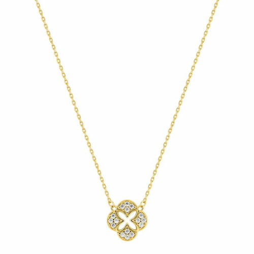 Collar Destello Floral en Oro 9K con Circonitas