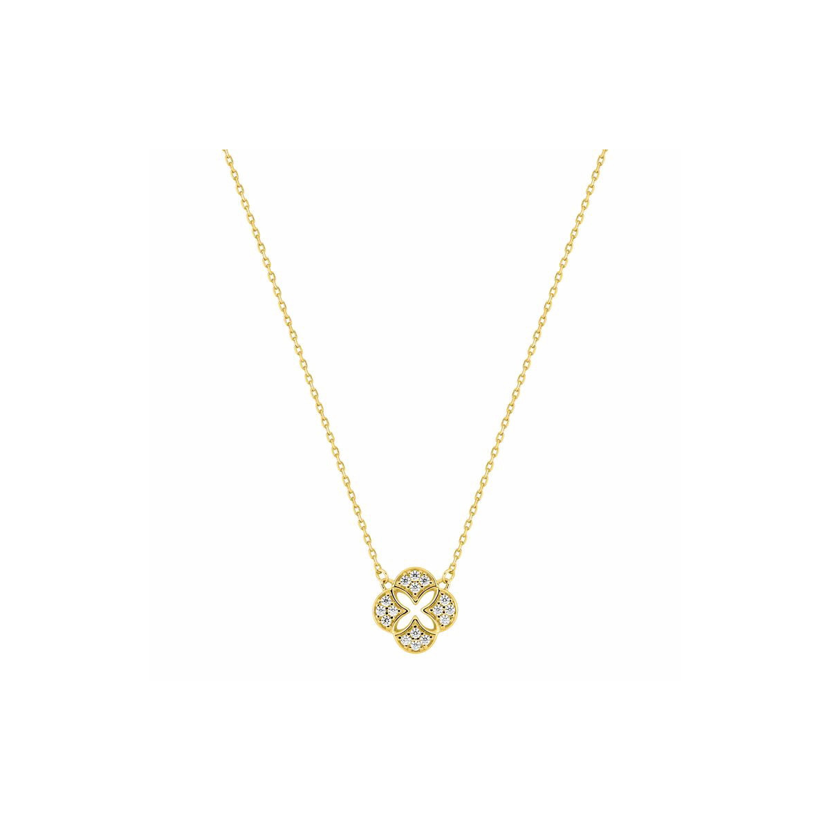 Collar Destello Floral en Oro 9K con Circonitas