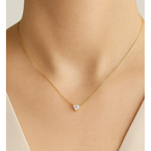 Collar Oro 9K con Circonita en Forma de Corazón
