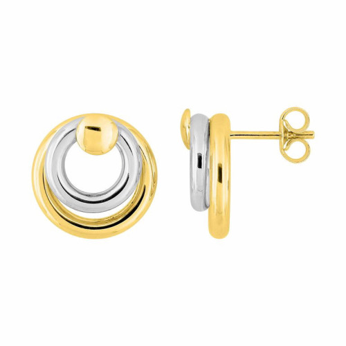 Pendientes de Oro 9K Bicolor Diseño Moderno