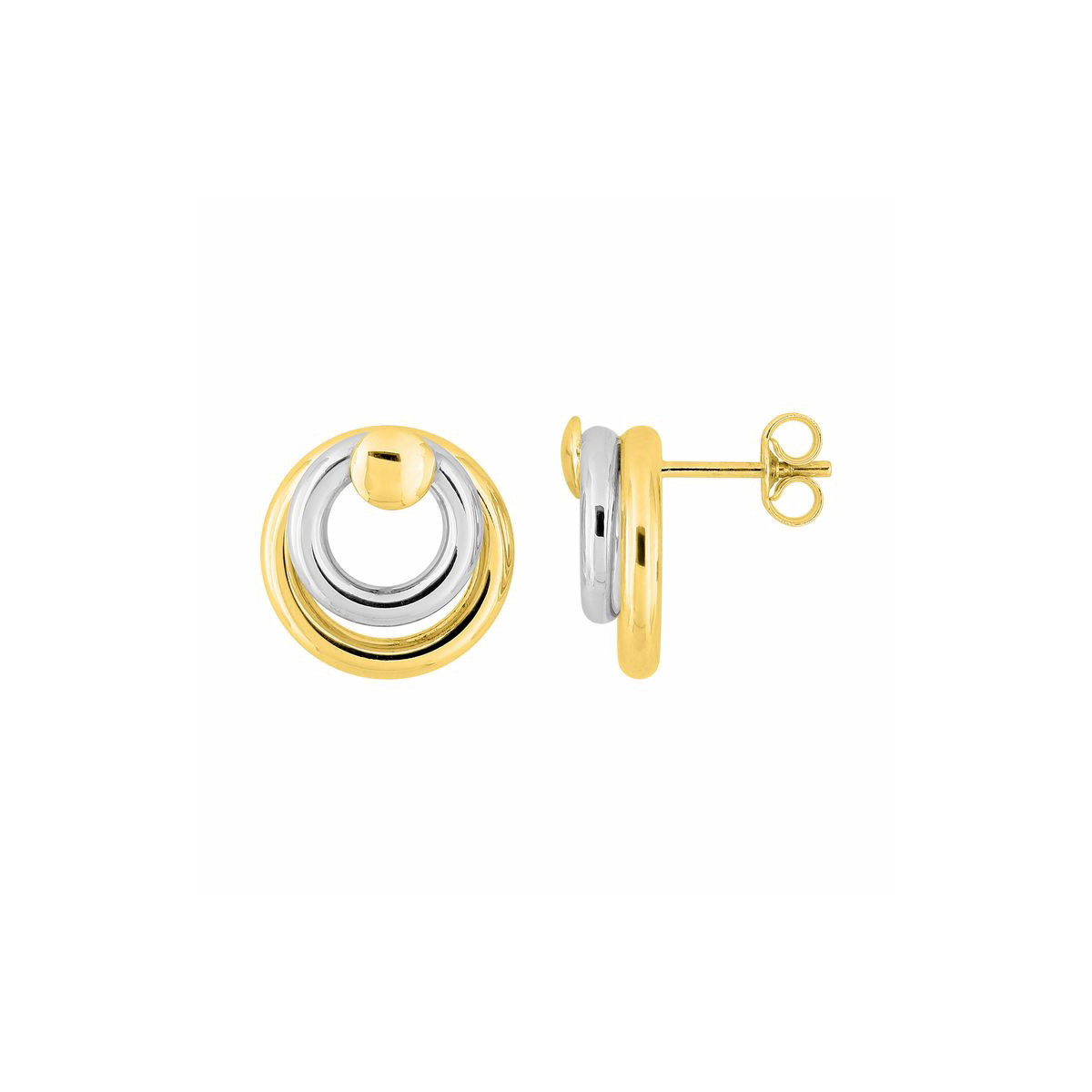 Pendientes de Oro 9K Bicolor Diseño Moderno
