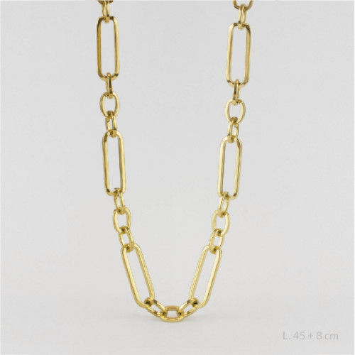 Collar Eslabones Combinados Acero Dorado