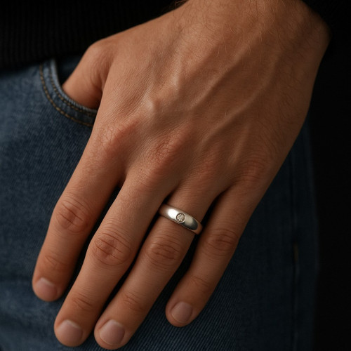 Anillo de plata caballero con circonita engastada - 307171.1
