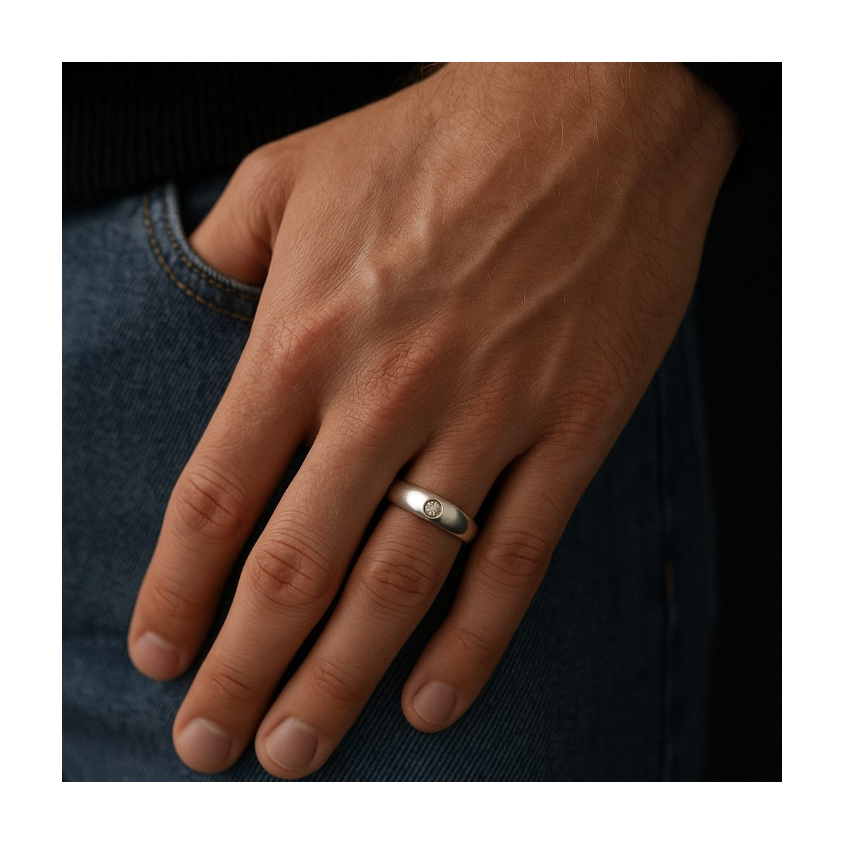 Anillo de plata caballero con circonita engastada - 307171.1