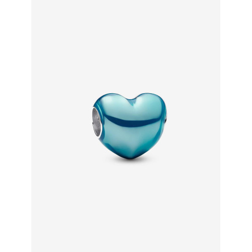 Charm Corazón Metálico Azul CieloPlata de primera ley PANDORA