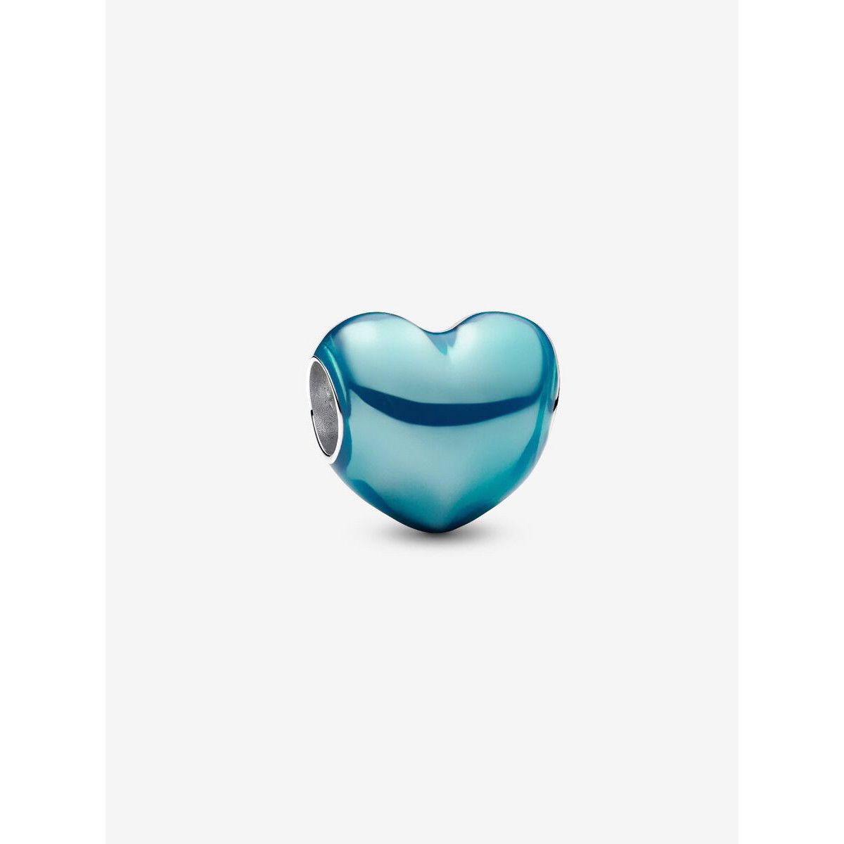 Charm Corazón Metálico Azul CieloPlata de primera ley PANDORA