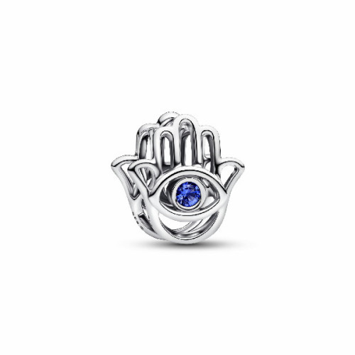 PANDORA CHARM HAMSA PLATA CIRC AZUL
