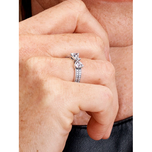 Anillo Doble Banda Lazo Brillante Pandora - 193552C01