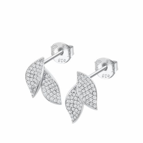 Pendiente hojas circonitas LOTUS SILVER