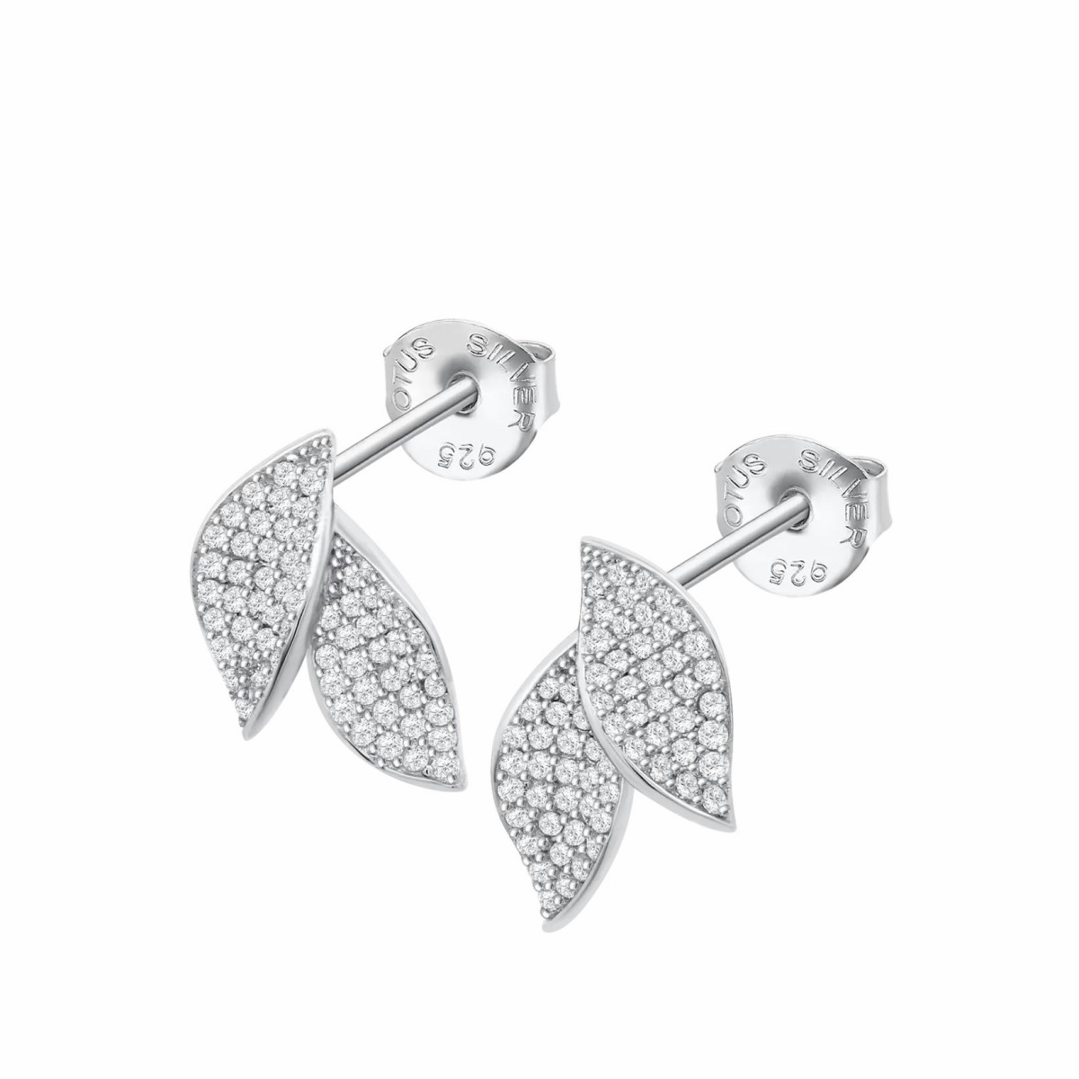 Pendiente hojas circonitas LOTUS SILVER