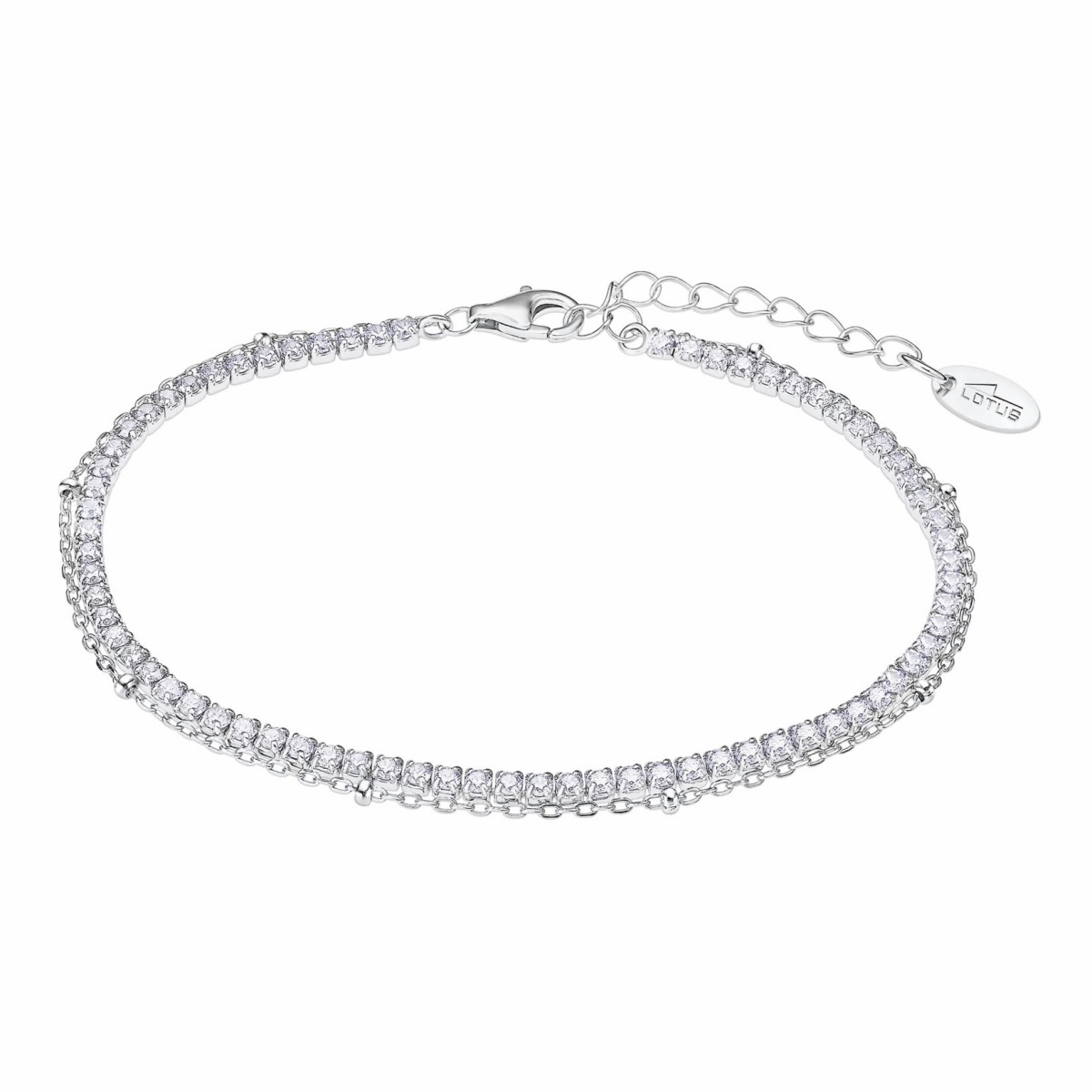 Pulsera doble circonitas LOTUS SILVER