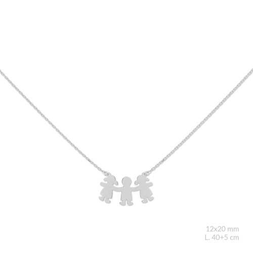 Collar dos Niñas y un Niño Plata