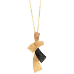 Collar plata cepillada bicolor SALVATORE
