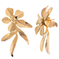 Pendiente flor plata cepillada SALVATORE