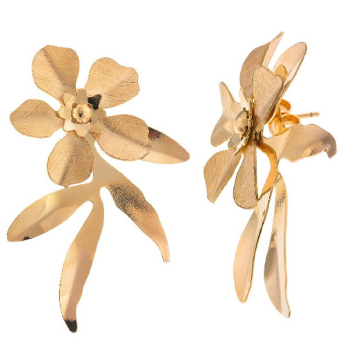Pendiente flor plata cepillada SALVATORE