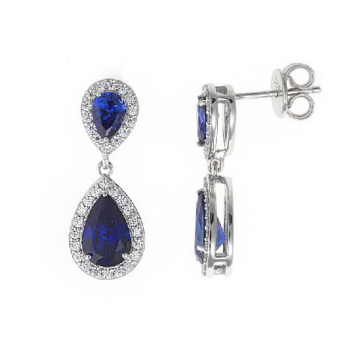 Pendiente plata y circonita azul SALVATORE