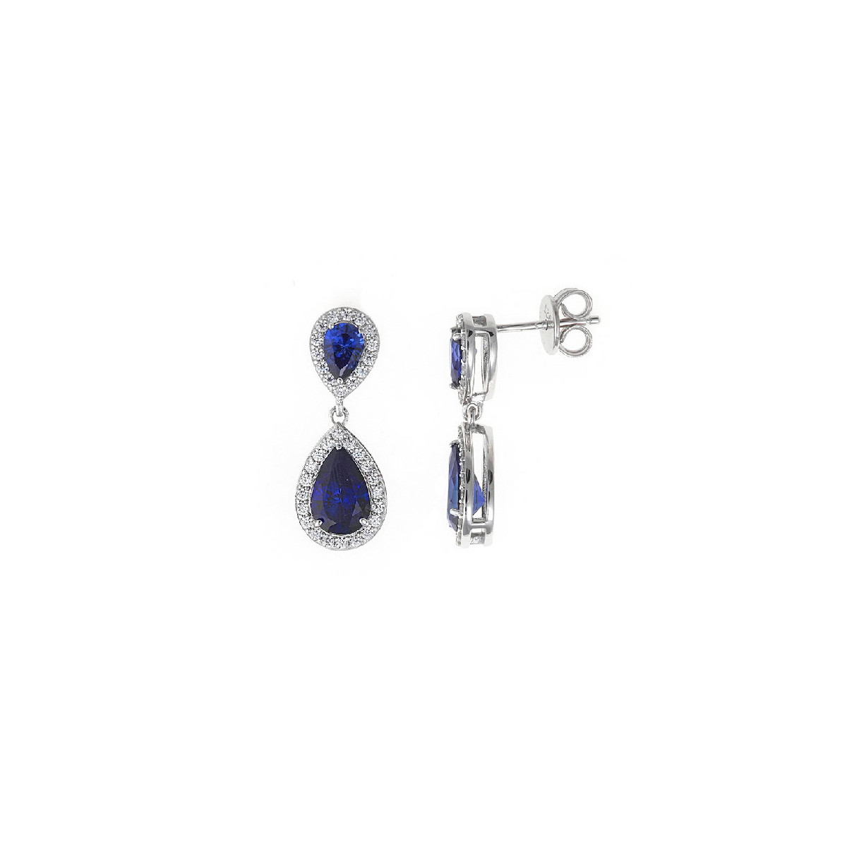 Pendiente plata y circonita azul SALVATORE