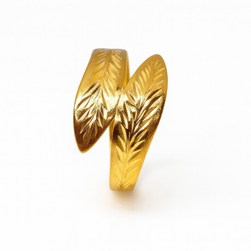 Anillo cruzado hojas oro 18k