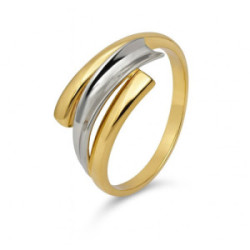 Anillo bicolor de oro 18k con diseño cruzado elegante